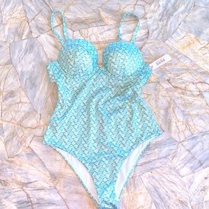 Victoria’s Secret Swim Sexy Tee Push-up One Piece Aqua Swim Suit XL NEW